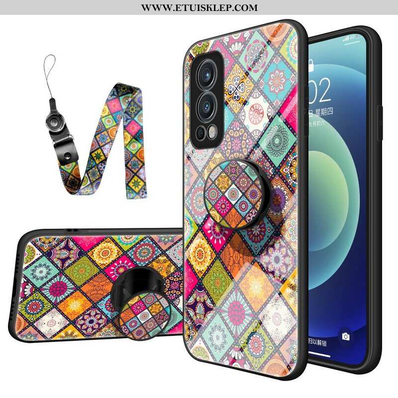 Etui do OnePlus Nord 2 5G Patchworkowy Uchwyt Magnetyczny